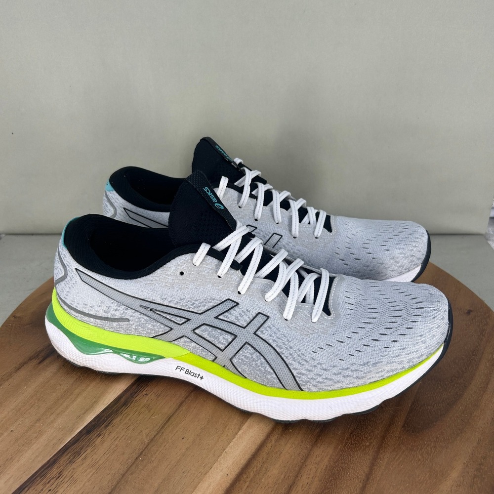 Asics Gel-Nimbus 24 Mens Size 11.5 Running Shoes Grey Lime Green Cushion Comfort